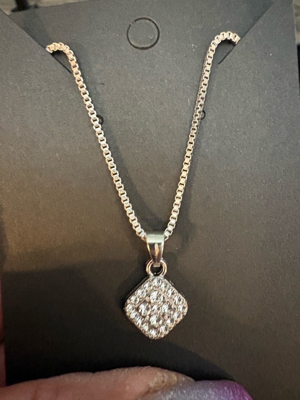 Necklace- Stainless steel silver tone necklace with CZ NWT Tray 115